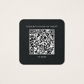 Elegant Weddenschap QR Code RSVP Website Vierkante Visitekaartjes (Achterkant)