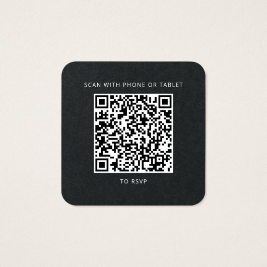 Elegant Weddenschap QR Code RSVP Website Vierkante Visitekaartjes (Achterkant)