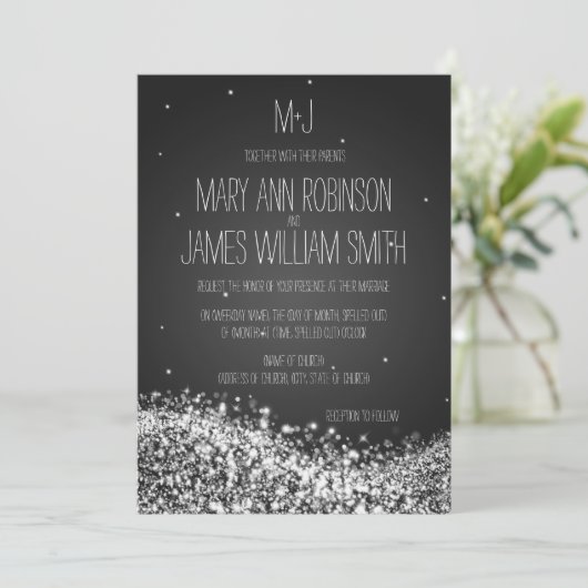 Elegant Weddenschap Sparging Wave Black Kaart (Staand voorkant)