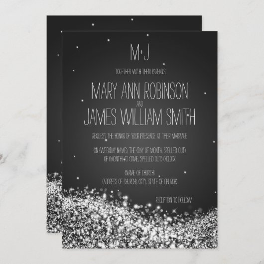 Elegant Weddenschap Sparging Wave Black Kaart (Voorkant / Achterkant)