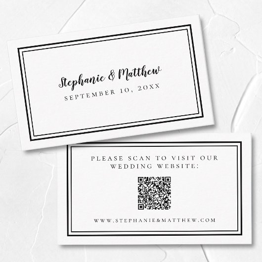 Elegant Weddenschap Website Modern QR Code Black W Informatiekaartje