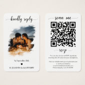 Elegant Weddenschap Website QR Code Foto RSVP Card Visitekaartje (Voorkant /achterkant)
