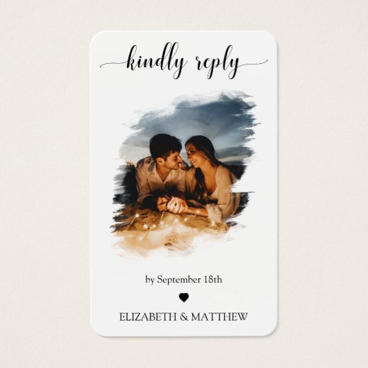 Elegant Weddenschap Website QR Code Foto RSVP Card Visitekaartje (Voorkant)