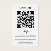 Elegant Weddenschap Website QR Code Foto RSVP Card Visitekaartje (Achterkant)
