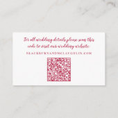 Elegant Weddenschap Website QR Code Magenta Red Mo Informatiekaartje (Achterkant)