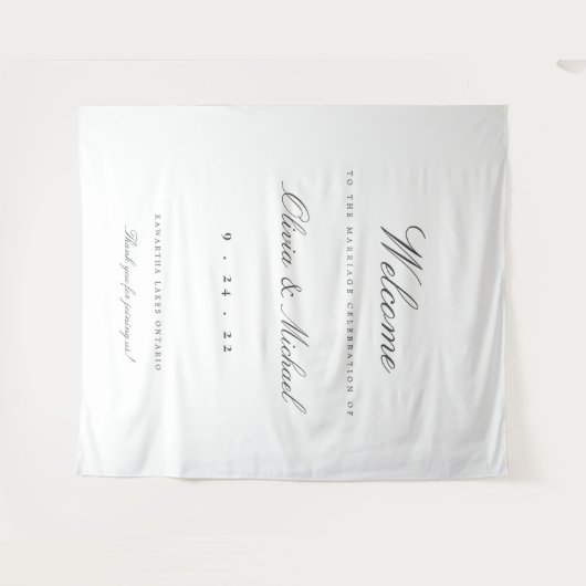 Elegant Weddenschap Welkom - Aangepaste achtergron Wandkleed (Voorkant (horizontaal))