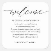 Elegant Weddenschap Welkom Gift Bag Basket Vierkante Sticker (Voorkant)