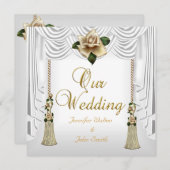 Elegant Weddenschap White Cream Gold Roos Set Kaart (Voorkant / Achterkant)