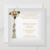 Elegant Weddenschap White Cream Gold Roos Set Kaart (Achterkant)