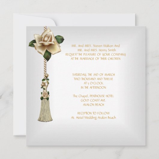 Elegant Weddenschap White Cream Gold Roos Set Kaart (Achterkant)