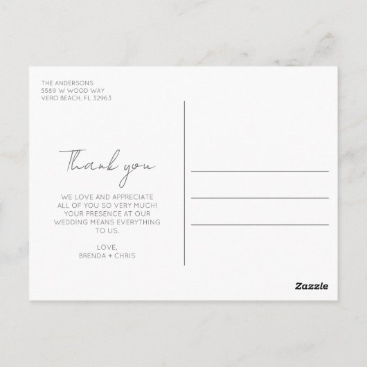 Elegant Wedding 3 Foto Hartelijk dank Briefkaart (Achterkant)