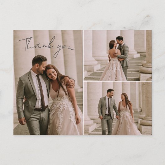 Elegant Wedding 3 Foto Hartelijk dank Briefkaart (Voorkant)