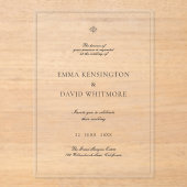 Elegant Wedding Acrylic Invitation Acryl Uitnodigingen (Voorkant)