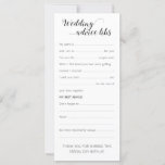 Elegant Wedding Advice Kaarten Funny<br><div class="desc">Voeg een beetje plezier toe door elke gast deze trouwadvieskaart te geven om het op te vullen. Het is een geweldige ijsbreker om het gesprek aan tafel te laten stromen. Je hebt een prachtige herinnering aan je dag voor jaren, door ze telkens opnieuw te lezen. Een deel van het collectie...</div>