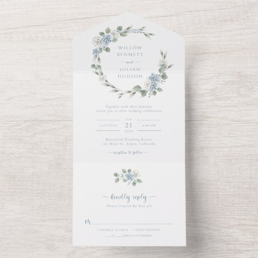 Elegant Wedding All In One Uitnodiging (Binnen)