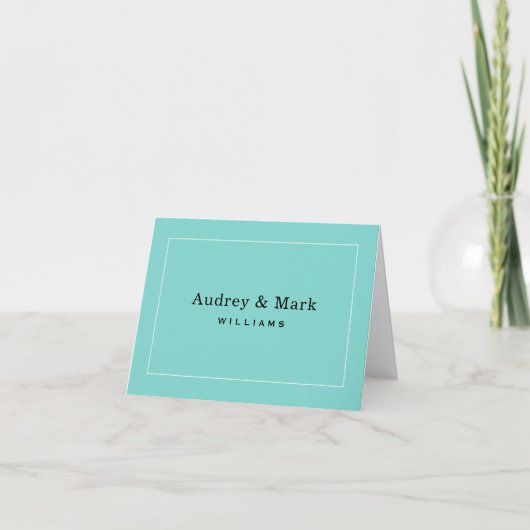Elegant Wedding Aqua Blue Monogram Bedankkaart (Voorkant)