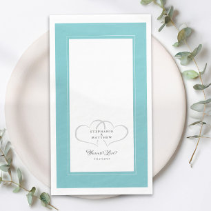Elegant Wedding Aqua White Hearts for ever Love Servet