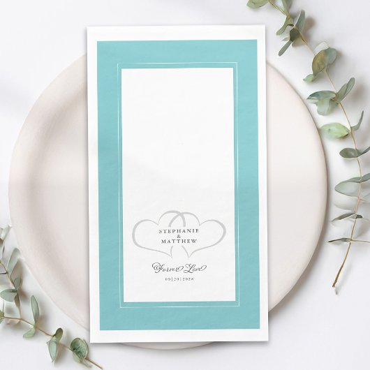 Elegant Wedding Aqua White Hearts for ever Love Servet