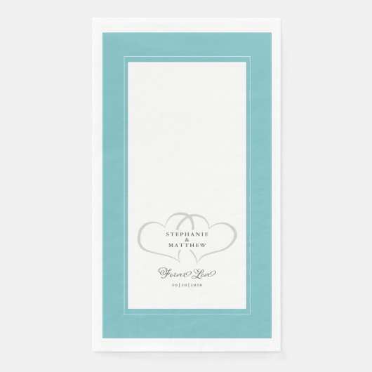 Elegant Wedding Aqua White Hearts for ever Love Servet (Voorkant)