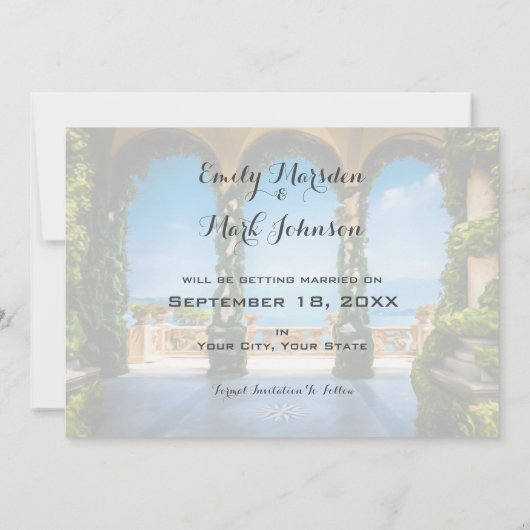Elegant Wedding Arches uit Italië sparen de datum Save The Date (Achterkant)