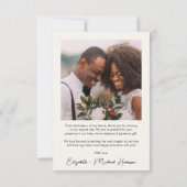 Elegant Wedding Arding Photo Cream Bedankkaart (Achterkant)
