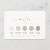 Elegant Wedding Attire Color Palette Card Kaart (Voorkant)