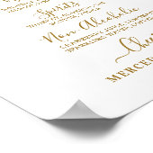 Elegant Wedding Bar Gold Persoonlijke Drink Menu Poster (Hoek)