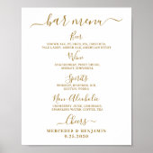 Elegant Wedding Bar Gold Persoonlijke Drink Menu Poster (Voorkant)