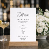 Elegant Wedding Bar Menu Sign Kaart