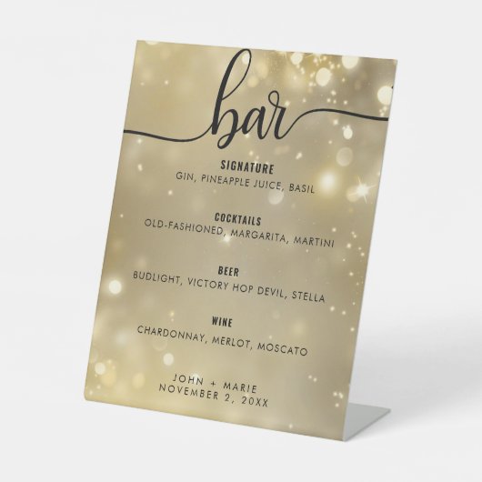 Elegant Wedding Bar Signature Cocktail Reclamebord Met Voetstuk (Voorkant)