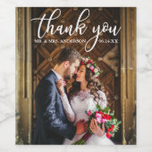 Elegant Wedding Bedankt Bride en Groom Foto Wijn Etiket (Enkel label)