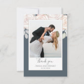 Elegant Wedding Bedankt Floral Waterverf Grijs (Voorkant)