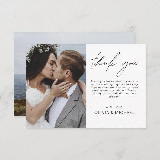 Elegant Wedding Bedankt Foto uitnodiging (Voorkant / Achterkant)