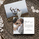 Elegant Wedding Bedankt Foto uitnodiging<br><div class="desc">Minimalistische bruiloft bedankt kaarten die een foto op de voor- en achterkant hebben. Dank u kaarten bevat een moderne hand geschreven kromme manuscripttypografie die elegant,  eenvoudig en modern zijn om na u de dag van de bruiloft te gebruiken.</div>