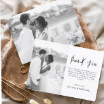 Elegant Wedding Bedankt Foto uitnodiging<br><div class="desc">Minimalistische bruiloft bedankt kaarten die een foto op de voor- en achterkant hebben. Dank u kaarten bevat een moderne hand geschreven kromme manuscripttypografie die elegant,  eenvoudig en modern zijn om na u de dag van de bruiloft te gebruiken.</div>