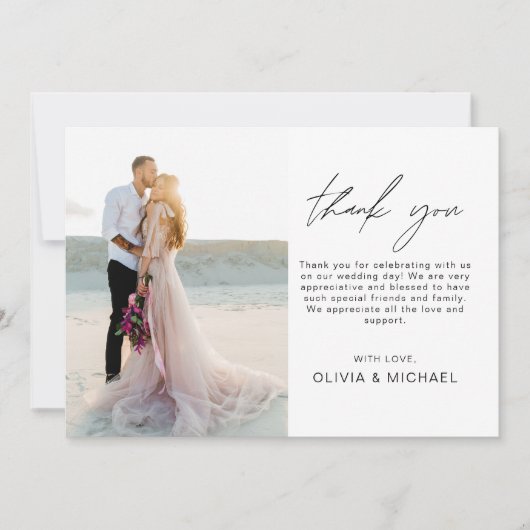 Elegant Wedding Bedankt Foto uitnodiging (Voorkant)