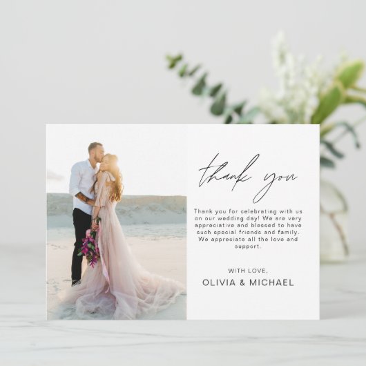 Elegant Wedding Bedankt Foto uitnodiging (Staand voorkant)