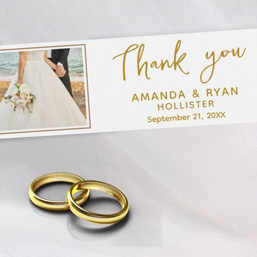 Elegant Wedding Bedankt voor het script Foto Waterfles Etiket