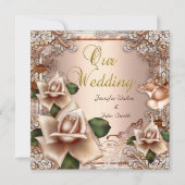 Elegant Wedding Beige Cream Gold Roos Kaart (Voorkant)
