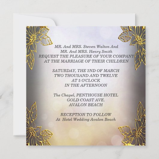 Elegant Wedding Beige Gold Kaart (Achterkant)