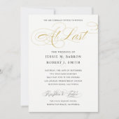 Elegant Wedding bij laatste goudkalligrafie Kaart (Voorkant)