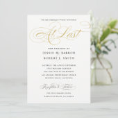 Elegant Wedding bij laatste goudkalligrafie Kaart (Staand voorkant)