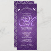 Elegant Wedding Birds Monogram Paars Kaart (Voorkant / Achterkant)