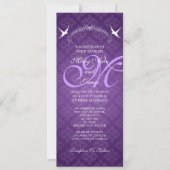 Elegant Wedding Birds Monogram Paars Kaart (Voorkant)