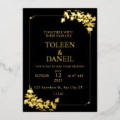 Elegant Wedding Black and Gold Foil Invitation Folie Uitnodiging (Voorkant)