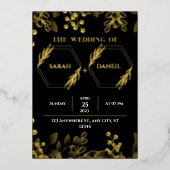 Elegant Wedding Black and Gold Foil Invitation Folie Uitnodiging (Voorkant)