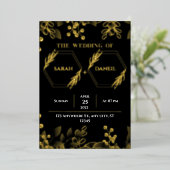 Elegant Wedding Black and Gold Foil Invitation Folie Uitnodiging (Staand Voorkant)