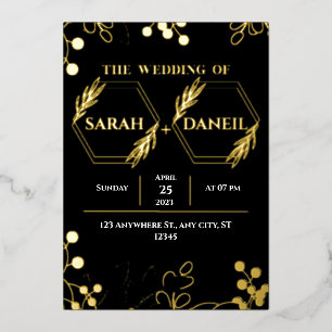 Elegant Wedding Black and Gold Foil Invitation Folie Uitnodiging
