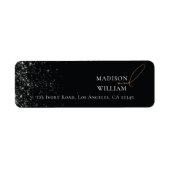 Elegant Wedding Black design met Glitter Etiket (Voorkant)