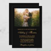 Elegant Wedding Black en Gold Photo Kaart (Voorkant / Achterkant)